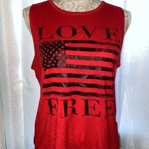 Red “Love, Free” Tanktop